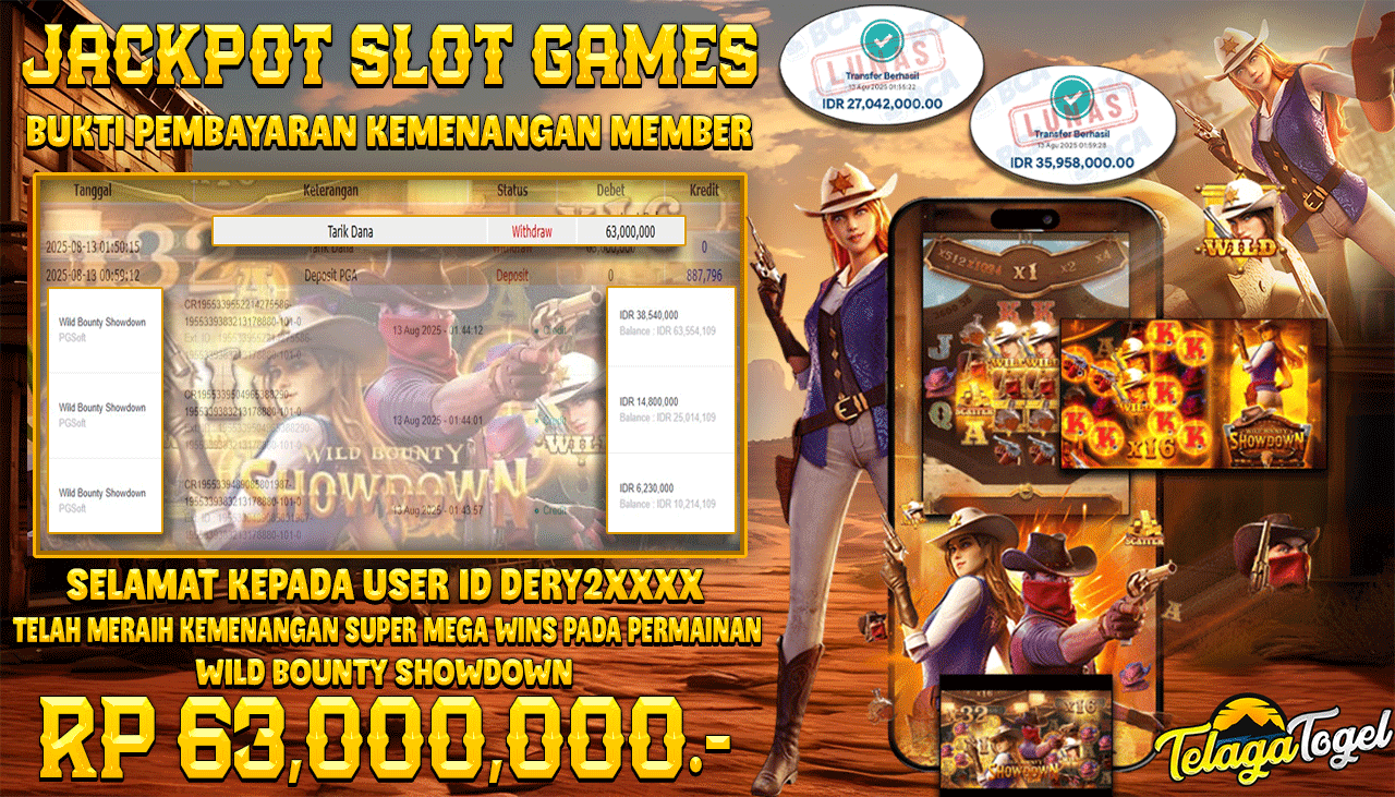 TELAGATOGEL JACKPOT SLOT WILD BOUNTY SHOWDOWN Rp 63,000,000.- LUNAS  