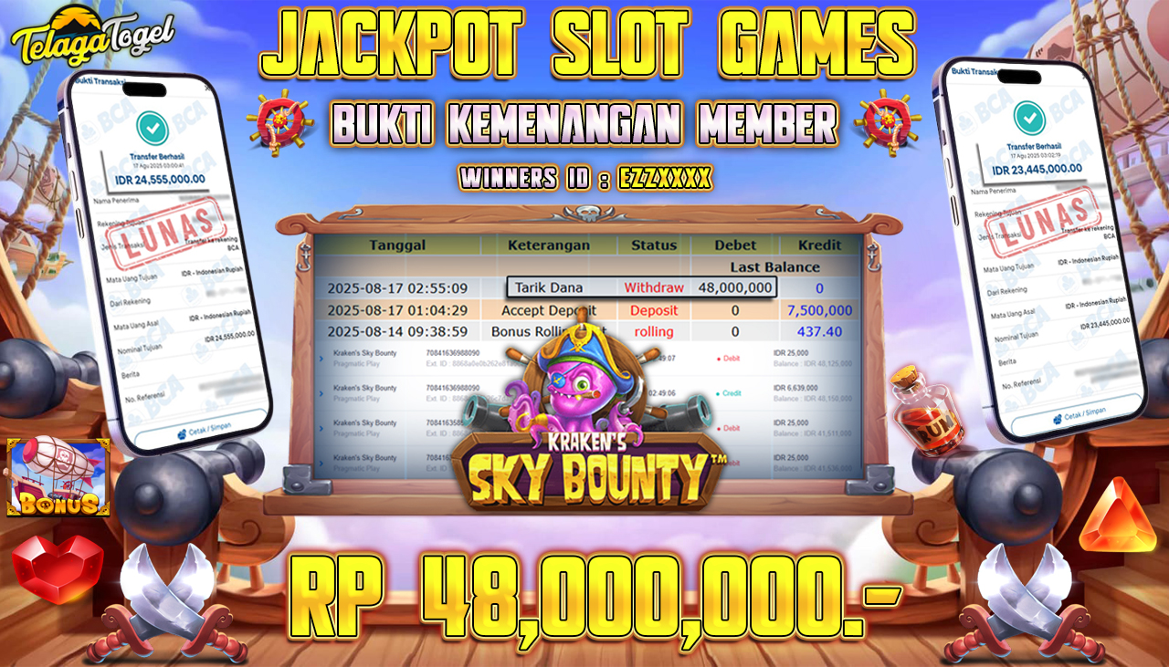 TELAGATOGEL JACKPOT SLOT KRAKEN'S SKY BOUNTY Rp 48,000,000.- LUNAS  