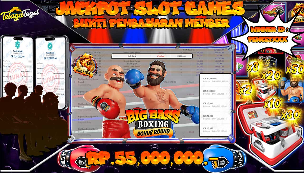 TELAGATOGEL JACKPOT SLOT BIG BASS BOXING BONUS ROUND Rp 55,000,000.- LUNAS 