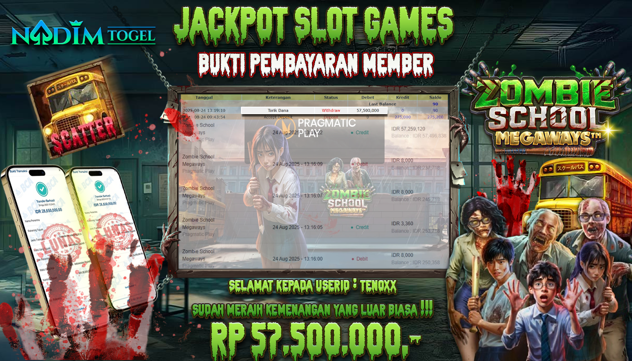 NADIMTOGEL JACKPOT SLOT ZOMBIE SCHOOL MEGAWAYS - PRAGMATIC PLAY Rp 57.500.000,- LUNAS