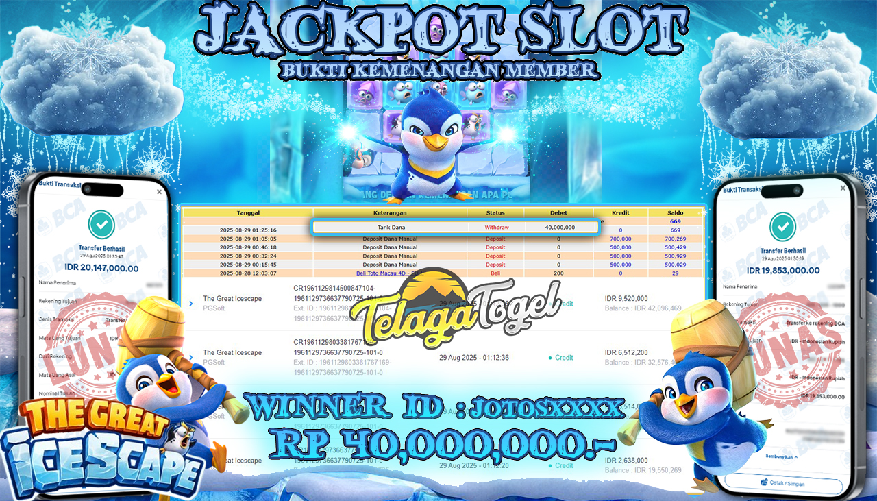 TELAGATOGEL JACKPOT SLOT THE GREAT ICESCAPE Rp 40,000,000.- LUNAS 