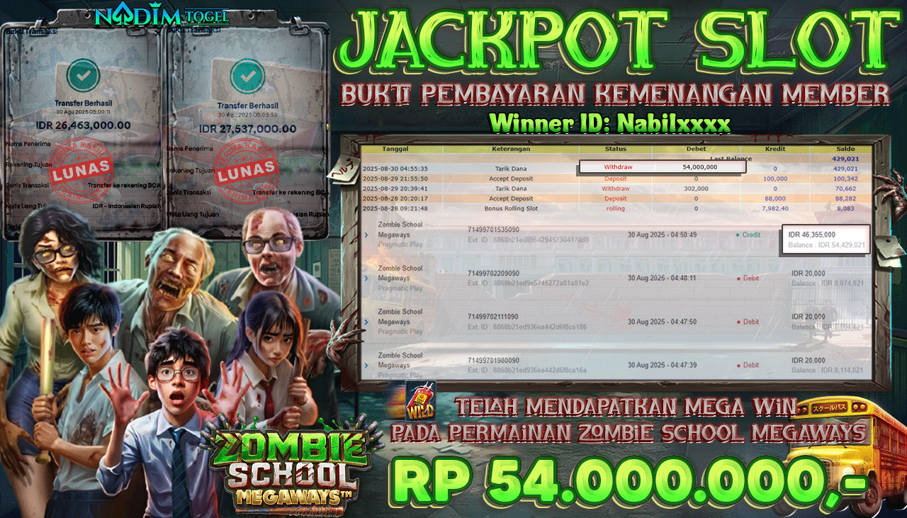 NADIMTOGEL JACKPOT SLOT ZOMBIE SCHOOL MEGAWAYS - PRAGMATIC PLAY Rp 54.000.000,- LUNAS