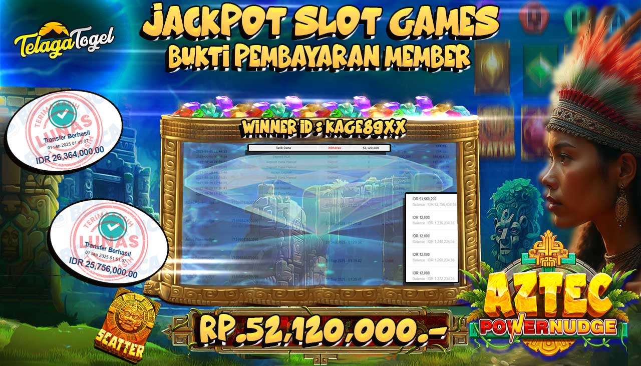 TELAGATOGEL JACKPOT SLOT AZTEC POWERNUDGE Rp 52,120,000.- LUNAS 