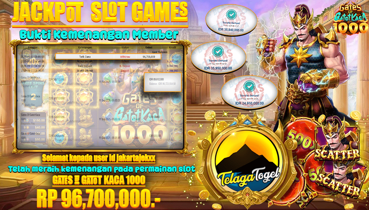 TELAGATOGEL JACKPOT SLOT GATES OF GATOT KACA Rp 96,700,000.- LUNAS 