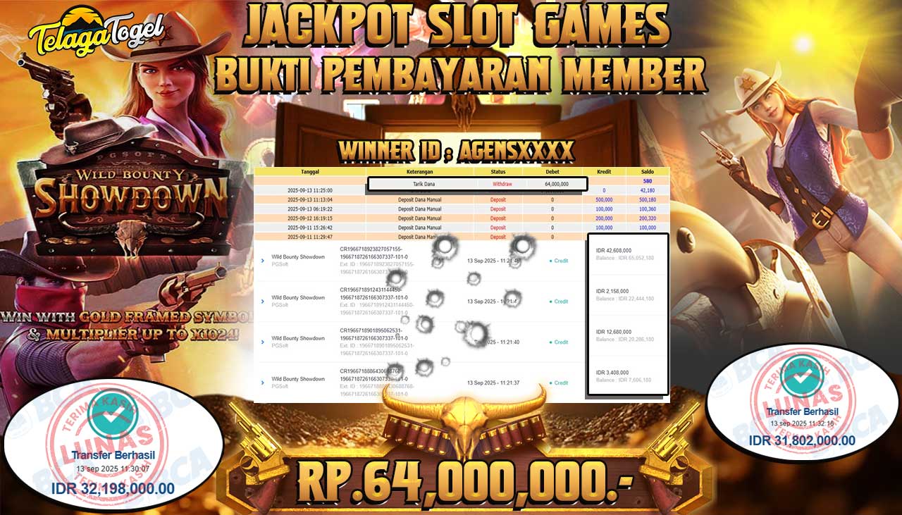TELAGATOGEL JACKPOT SLOT WILD BOUNTY SHOWDOWN Rp 64,000,000.- LUNAS 
