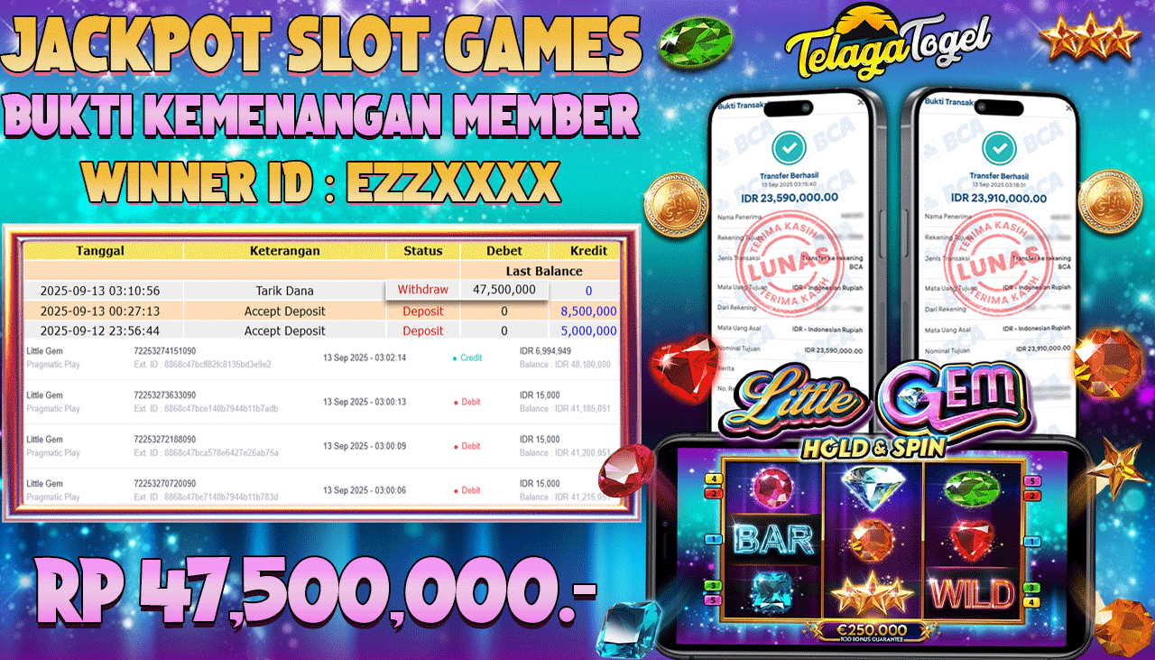 TELAGATOGEL JACKPOT SLOT LITTLE GEM Rp 47,500,000.- LUNAS 