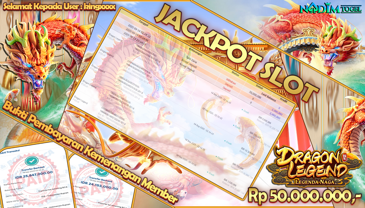 NADIMTOGEL JACKPOT SLOT DRAGON LEGEND - PG SOFT Rp 50.000.000,- LUNAS