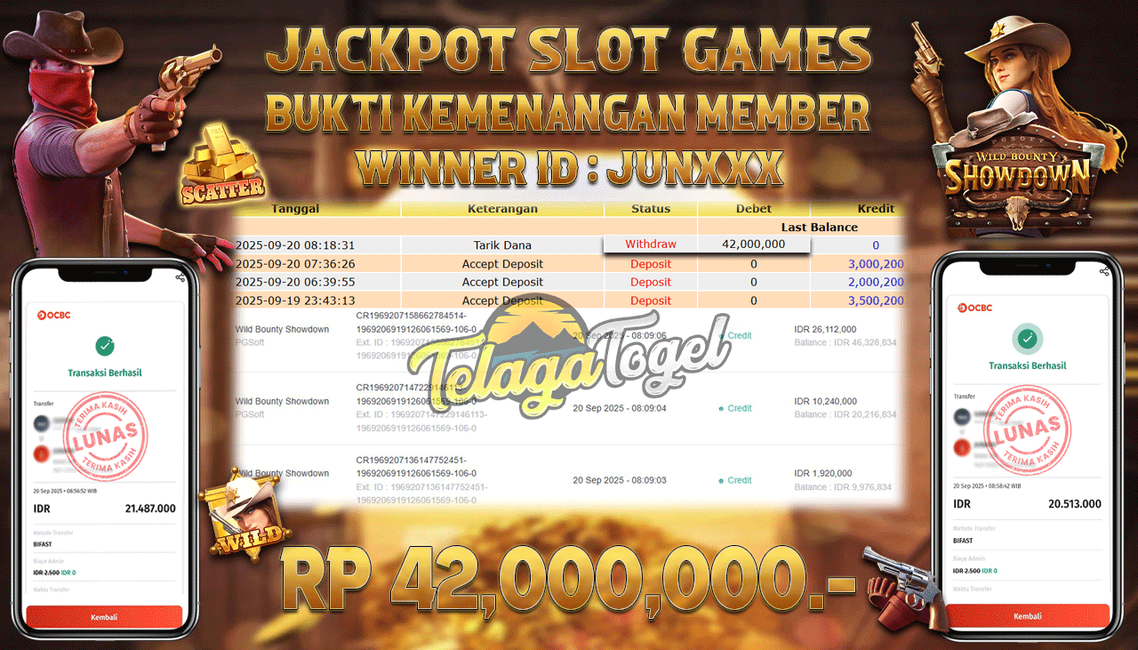TELAGATOGEL JACKPOT SLOT WILD BOUNTY SHOWDOWN Rp 42,000,000.- LUNAS  