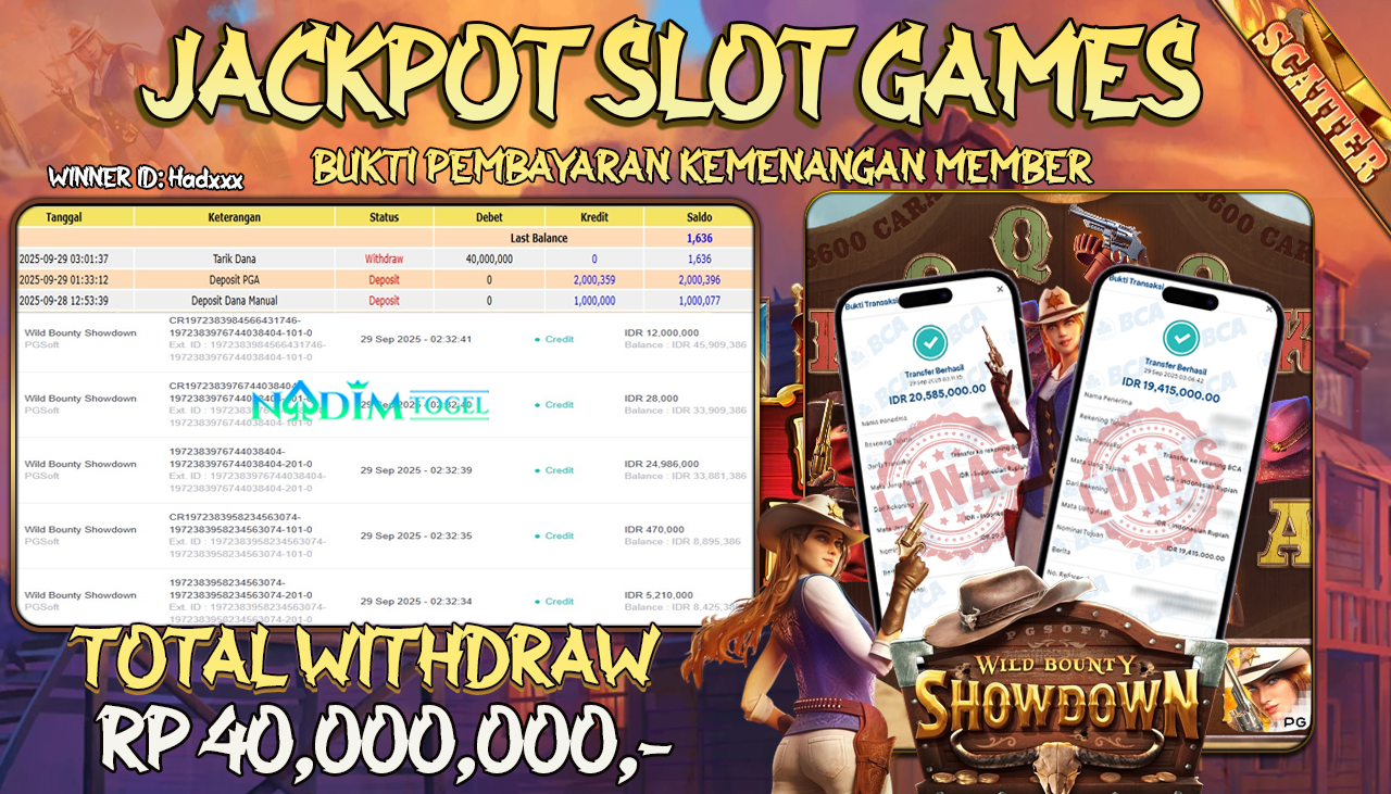 NADIMTOGEL JACKPOT SLOT WILD BOUNTY SHOWDOWN Rp 40.000.000,- LUNAS