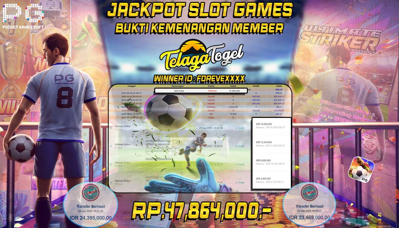 TELAGATOGEL JACKPOT SLOT ULTIMATE STRIKER Rp 47,864,000.- LUNAS  