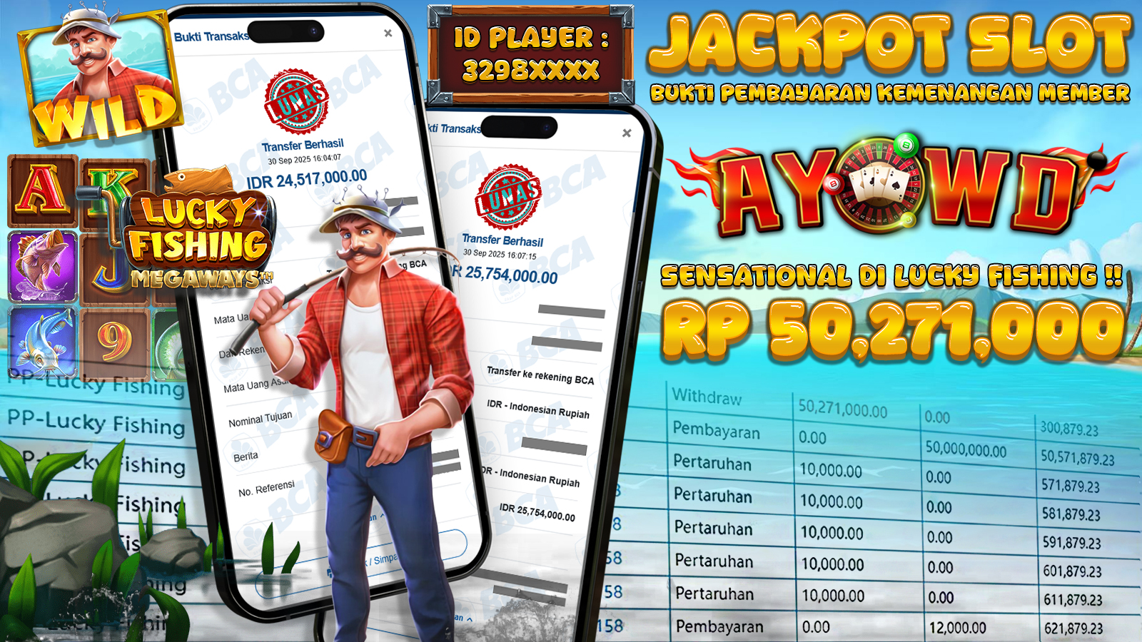 AYOWD JACKPOT SLOT GAMES PP-Lucky Fishing Rp 50,271,000.- LUNAS