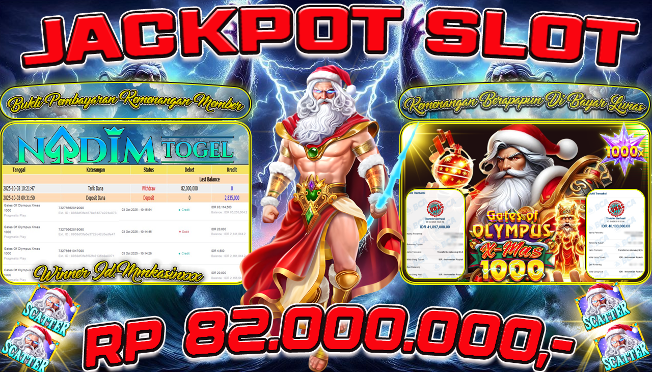 NADIMTOGEL JACKPOT SLOT GATES OF OLYMPUS X MAS 1000 Rp 82.000.000,- LUNAS