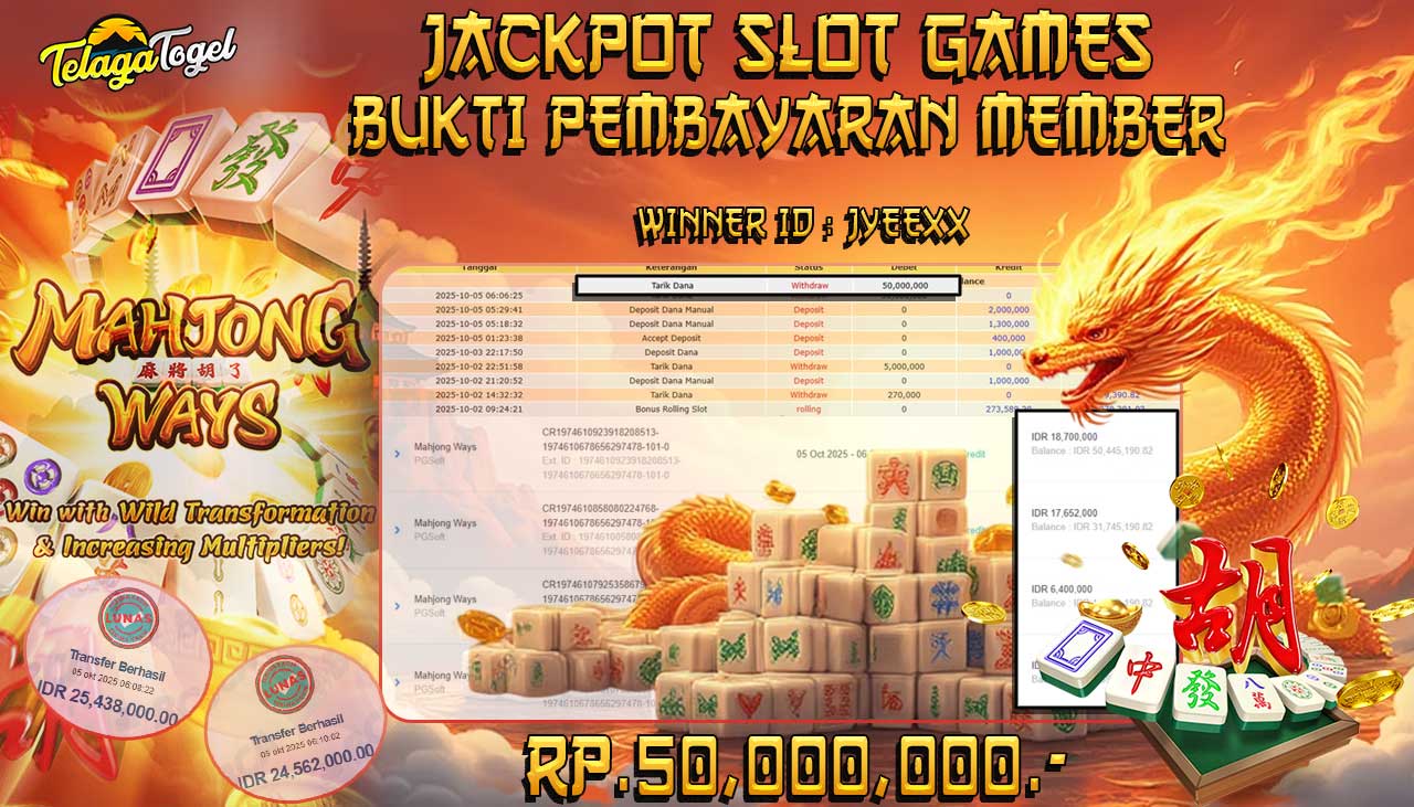 TELAGATOGEL JACKPOT SLOT MAHJONG WAYS Rp 50,000,000.- LUNAS  