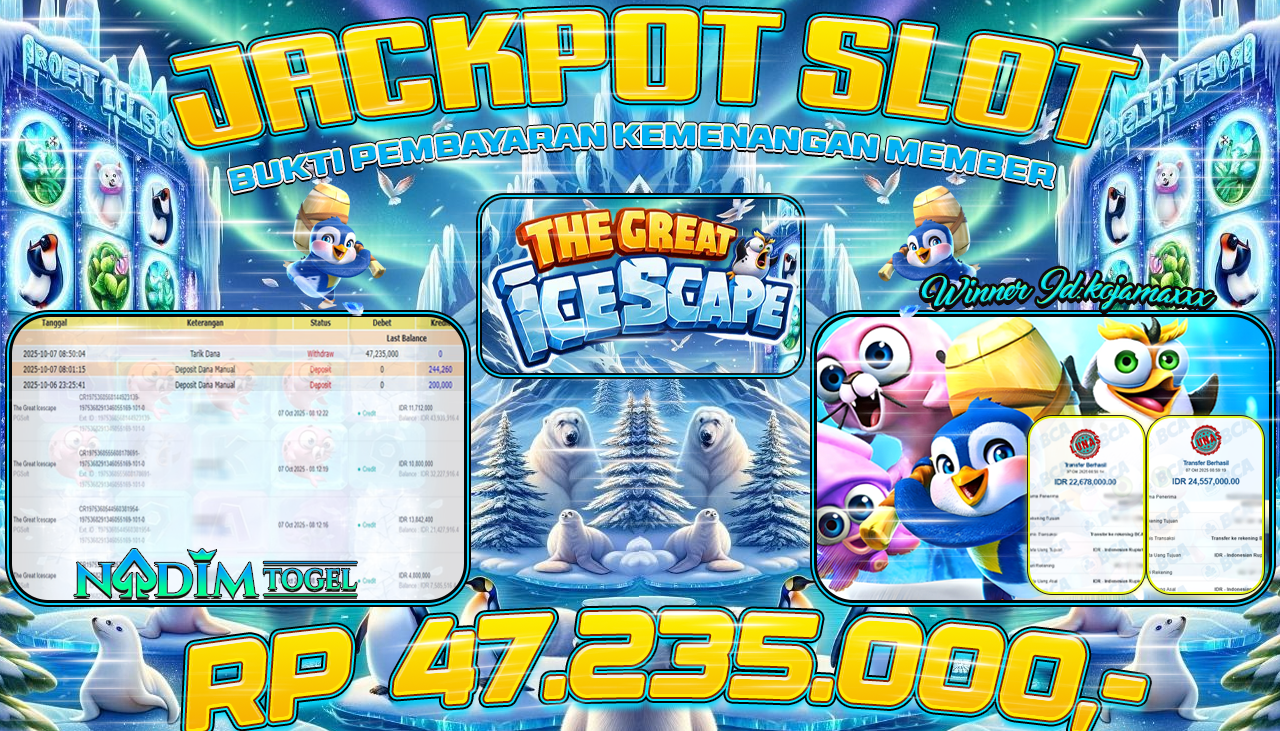 NADIMTOGEL JACKPOT SLOT THE GREAT ICESCAPE Rp 47.235.000,- LUNAS