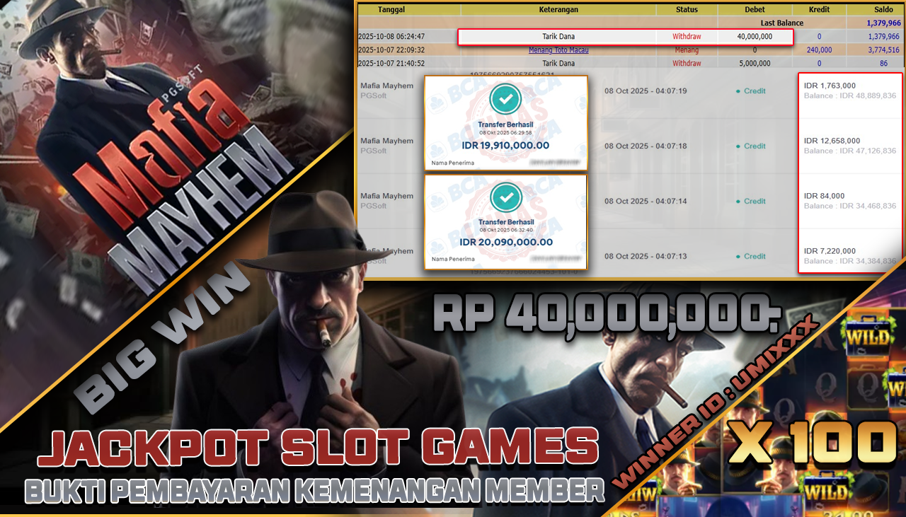 NADIMTOGEL JACKPOT SLOT MAFIA MAYHEM Rp 40.000.000,- LUNAS