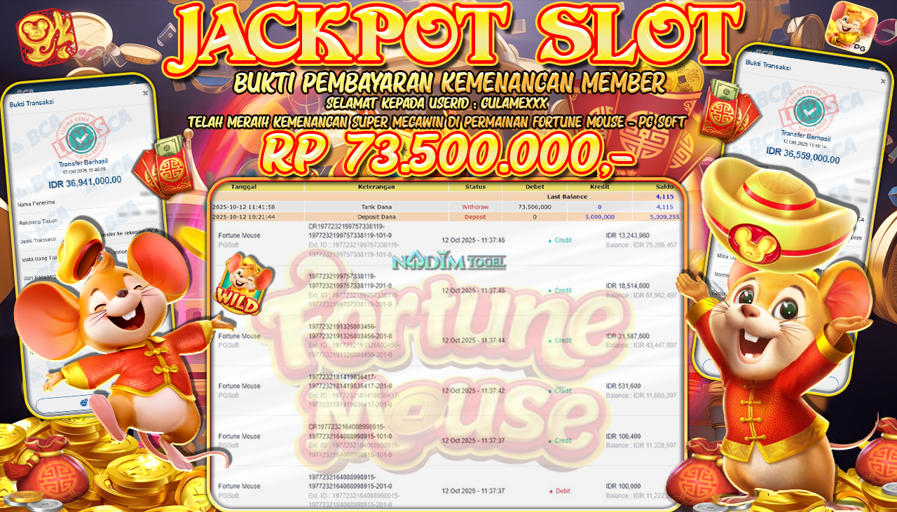 NADIMTOGEL JACKPOT SLOT FORTUNE MOUSE  Rp 73.500.000,- LUNAS