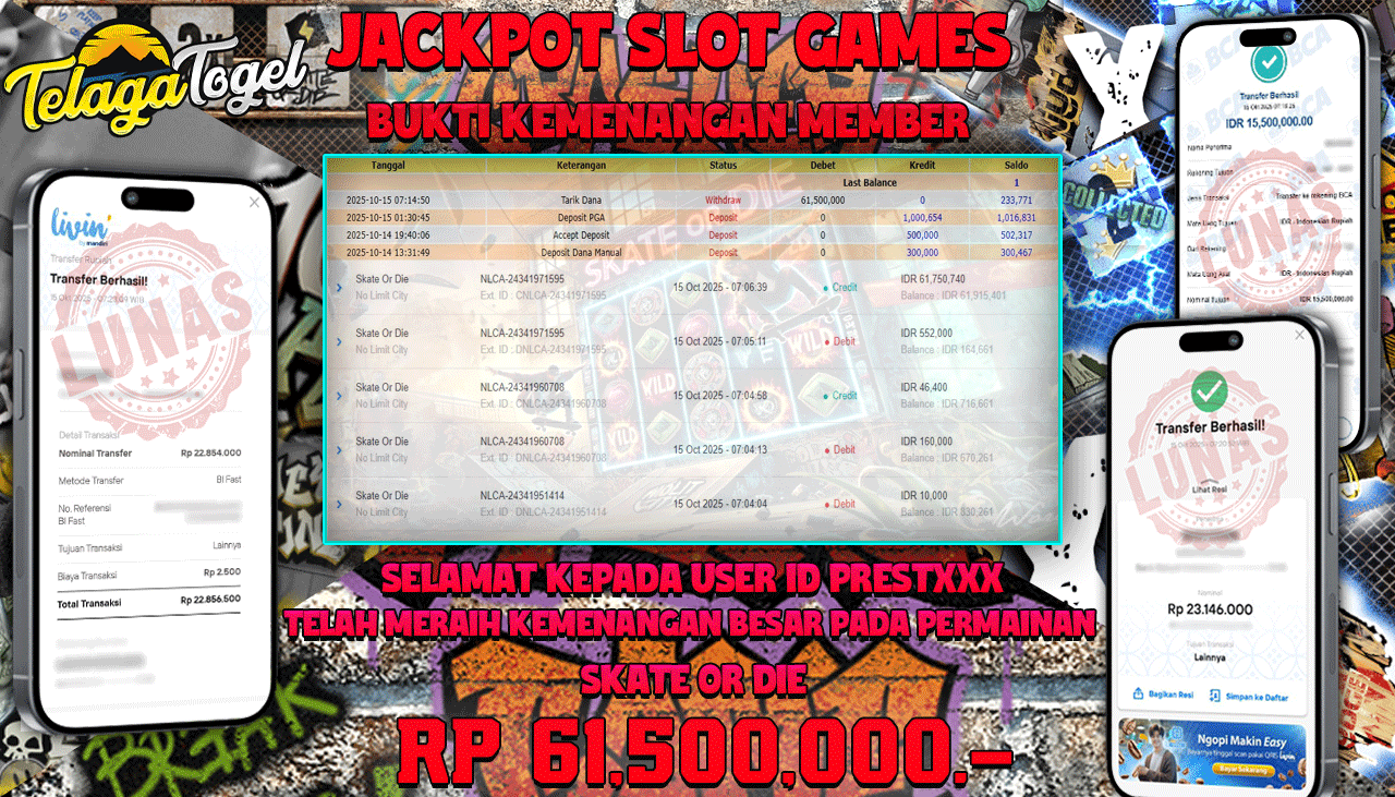 TELAGATOGEL JACKPOT SLOT SKATE OR DIE Rp 61,500,000.- LUNAS  