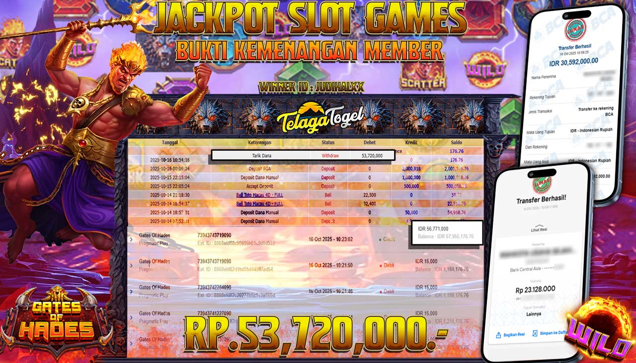 TELAGATOGEL JACKPOT SLOT GATES OF HADES Rp 53,720,000.- LUNAS  