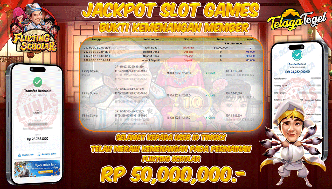 TELAGATOGEL JACKPOT SLOT FLIRTING SCHOLAR Rp 50,000,000.- LUNAS  