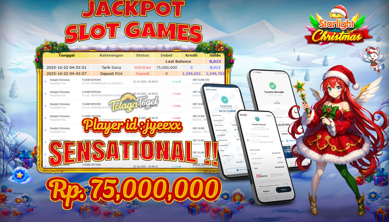 TELAGATOGEL JACKPOT SLOT STARLIGHT CHRISTMAS Rp 75,000,000.- LUNAS  