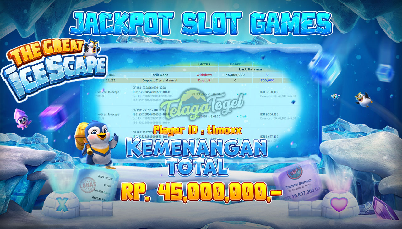 TELAGATOGEL JACKPOT SLOT THE GREAT ICESCAPE Rp 45,000,000.- LUNAS  