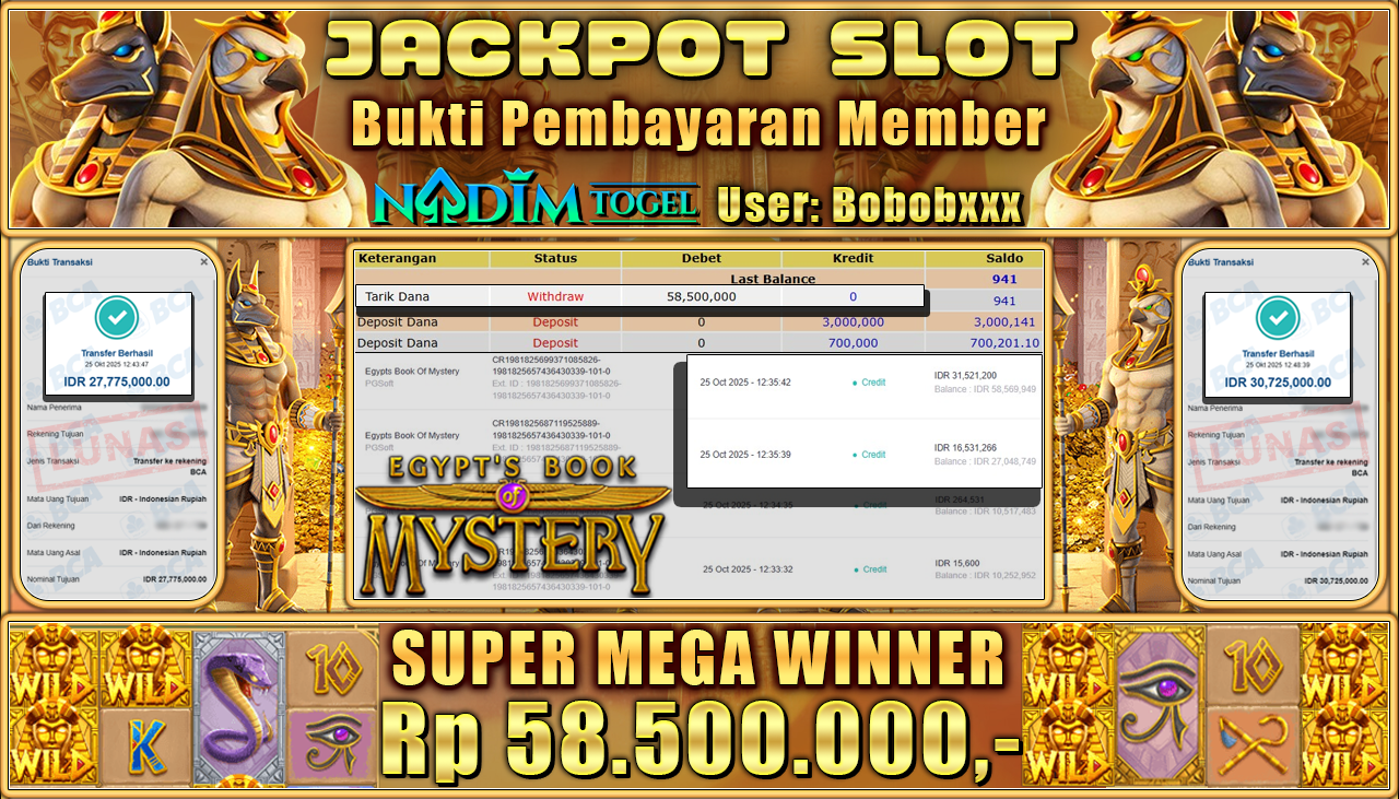 NADIMTOGEL JACKPOT SLOT EGYPTS BOOK MYSTERY Rp 58.500.000,- LUNAS