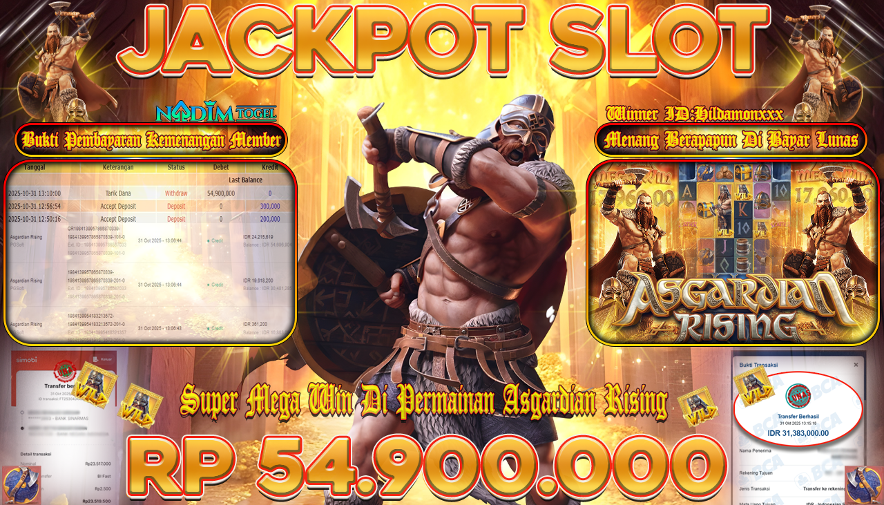 NADIMTOGEL JACKPOT SLOT ASGARDIAN RISING Rp 54.900.000,- LUNAS