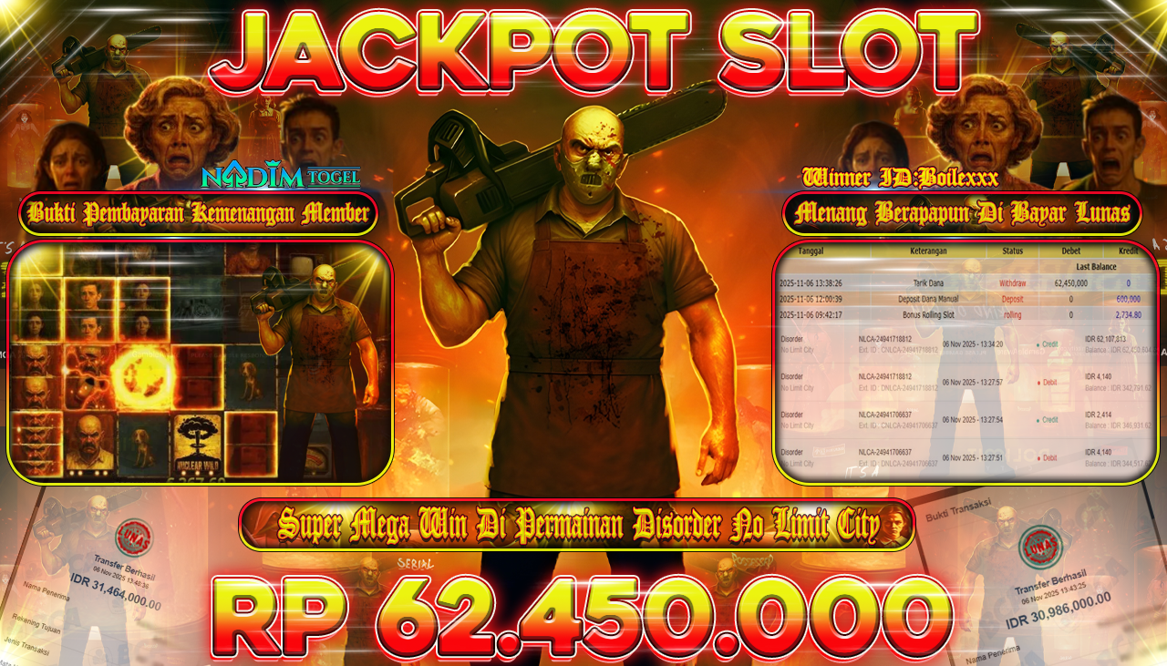 NADIMTOGEL JACKPOT SLOT DISORDER No Limit Rp 62.450.000,- LUNAS