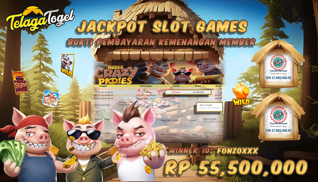 TELAGATOGEL JACKPOT SLOT THREE CRAZY PIGGIES  Rp 55,500,000.- LUNAS  