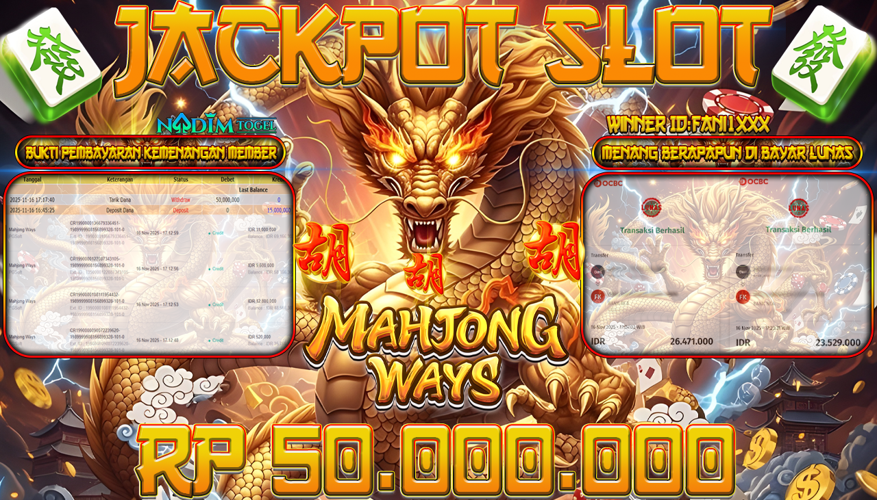 NADIMTOGEL JACKPOT SLOT MAHJONG WAYS Rp 45.200.000,- LUNAS