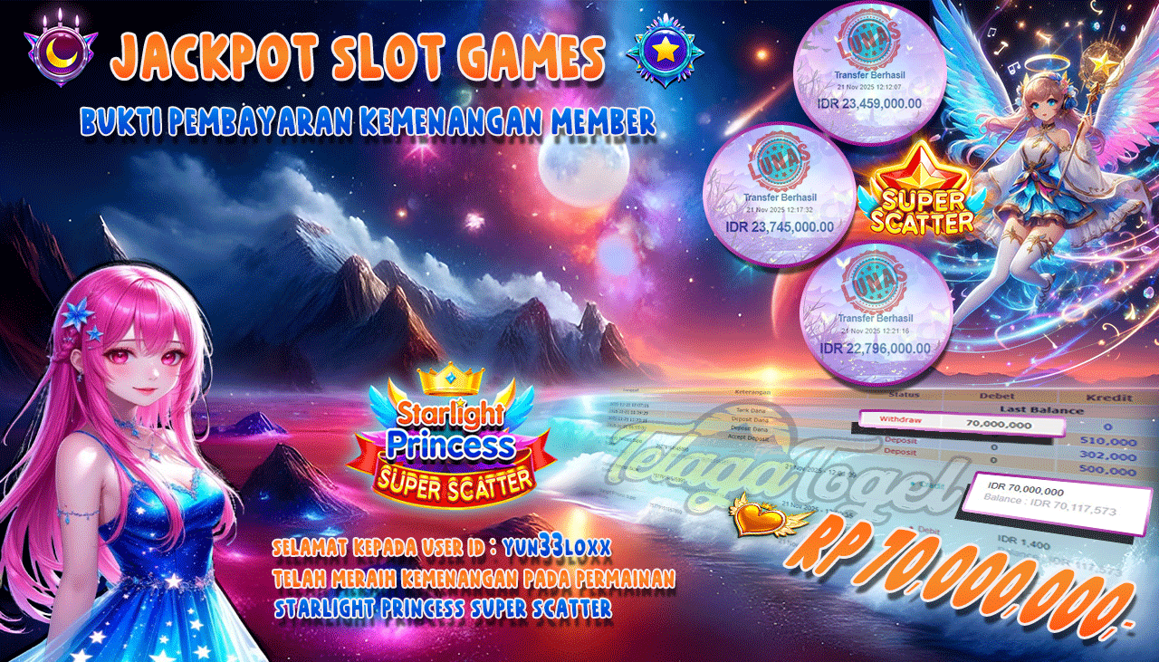 TELAGATOGEL JACKPOT SLOT STARGLIGHT PRINCESS SUPER SCATTER Rp 70,000,000.- LUNAS  