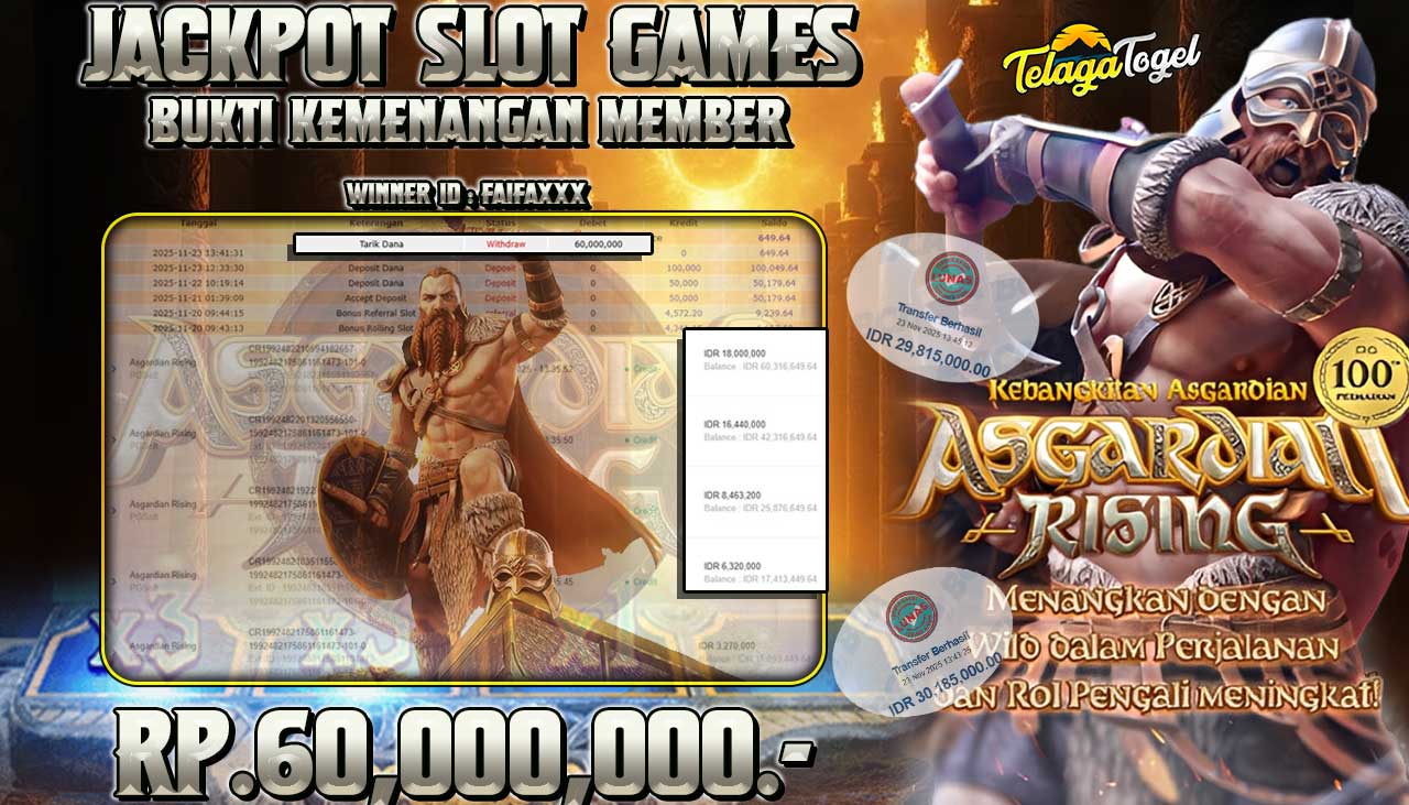 TELAGATOGEL JACKPOT SLOT ASGARDIAN RISING Rp 60,000,000.- LUNAS  