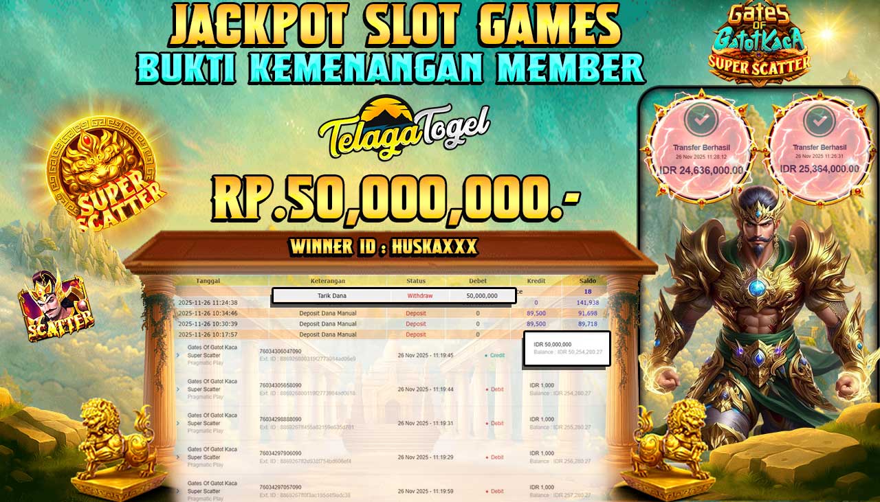 TELAGATOGEL JACKPOT SLOT GATES OF GATOTKACA SUPER SCATTER Rp 50,000,000.- LUNAS  
