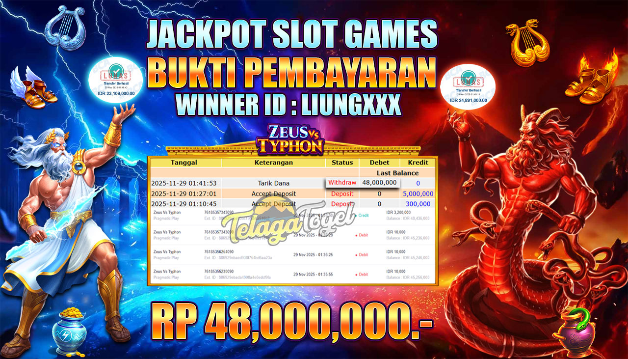 TELAGATOGEL JACKPOT SLOT ZEUS VS TYPHON Rp 48,000,000.- LUNAS  