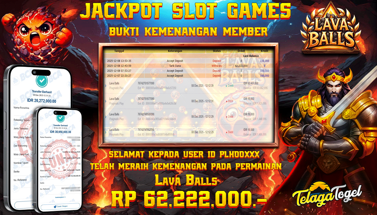 TELAGATOGEL JACKPOT SLOT LAVA BALLS Rp 62,222,000.- LUNAS  