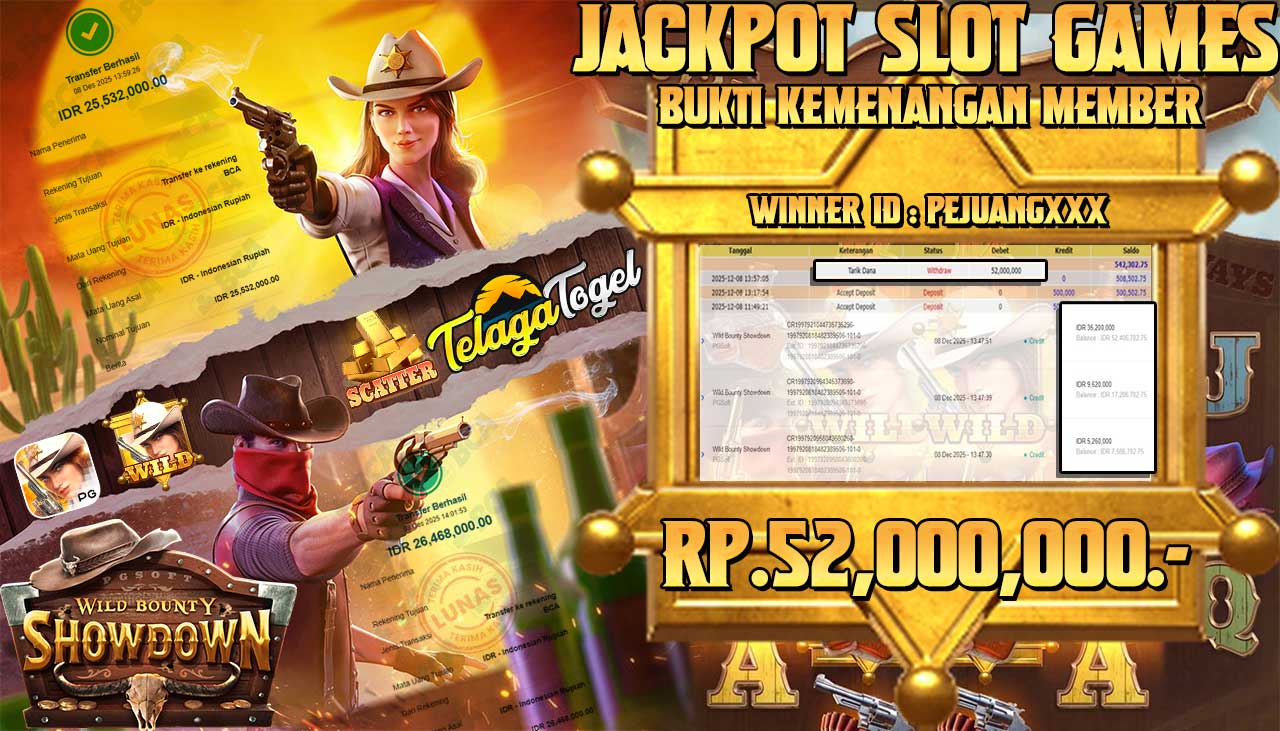 TELAGATOGEL JACKPOT SLOT WILD BOUNTY SHOWDOWN Rp 52,000,000.- LUNAS  