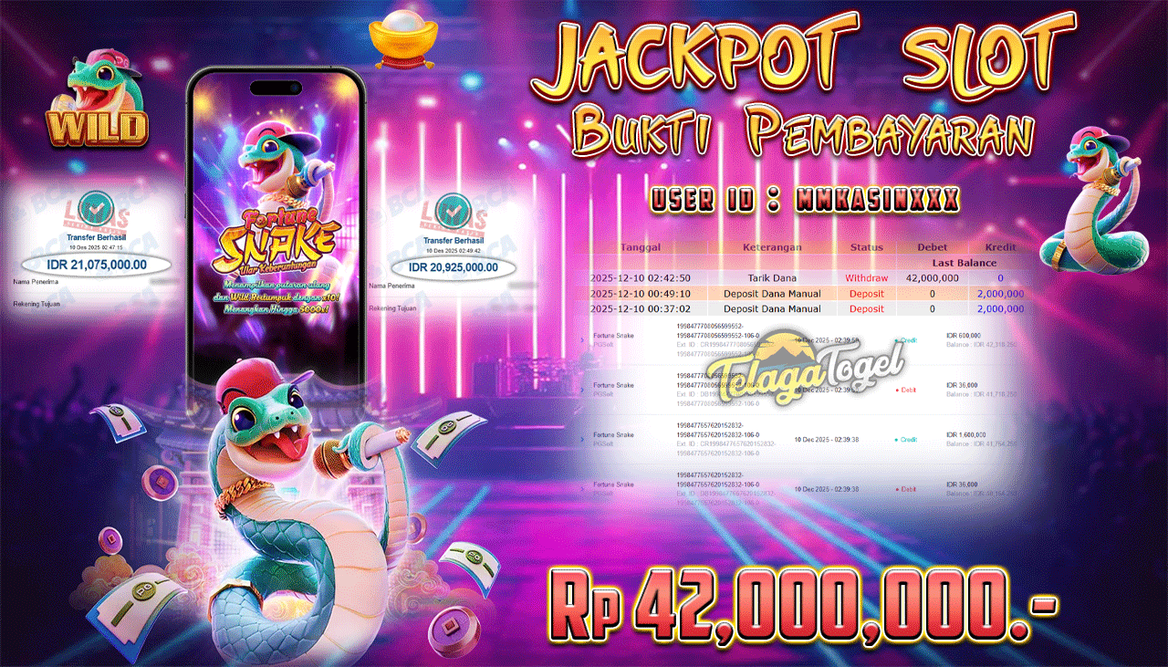 TELAGATOGEL JACKPOT SLOT FORTUNE SNAKE Rp 42,000,000.- LUNAS  