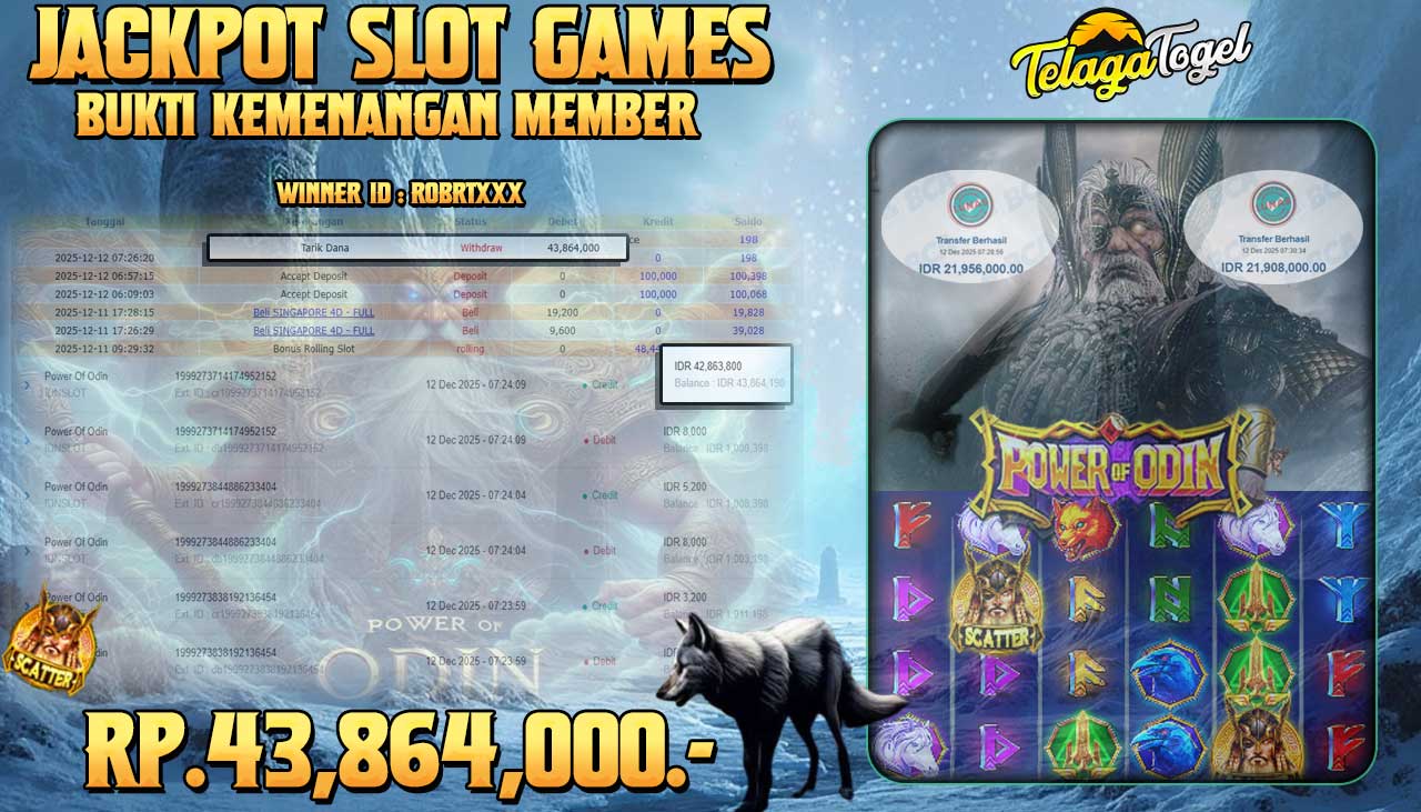 TELAGATOGEL JACKPOT SLOT POWER OF ODIN Rp 43,864,000.- LUNAS  