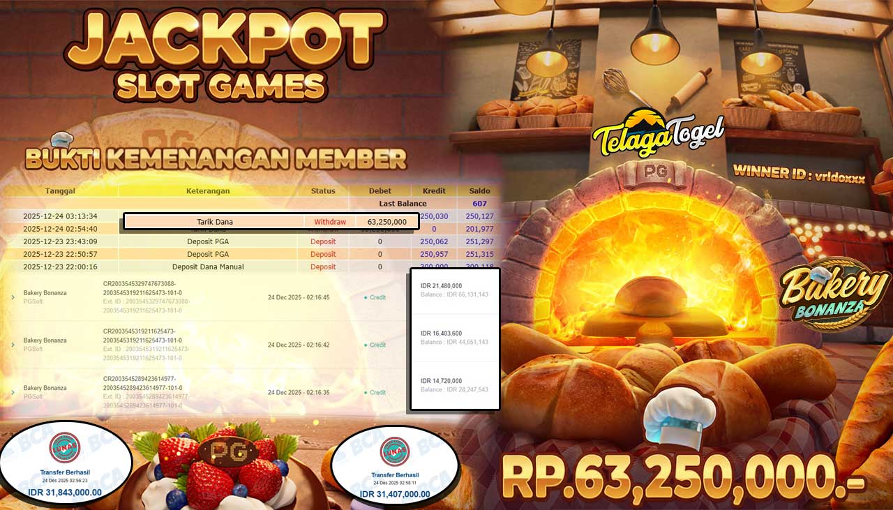 TELAGATOGEL JACKPOT SLOT BUKERY BONANZA Rp 63,250,000.- LUNAS  