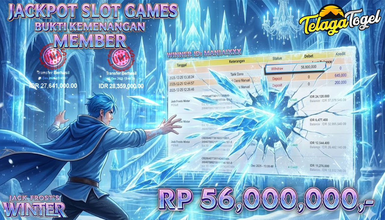 TELAGATOGEL JACKPOT SLOT JACK FROST'S WINTER Rp 56,000,000.- LUNAS  