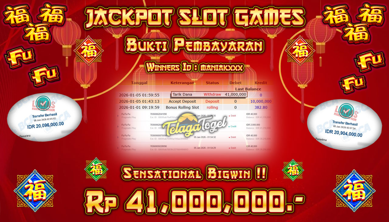 TELAGATOGEL JACKPOT SLOT FU FU FU Rp 41,000,000.- LUNAS  