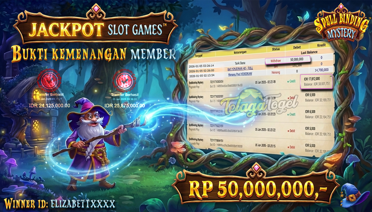 TELAGATOGEL JACKPOT SLOT SPELL BINDING MYSTERY Rp 50,000,000.- LUNAS  