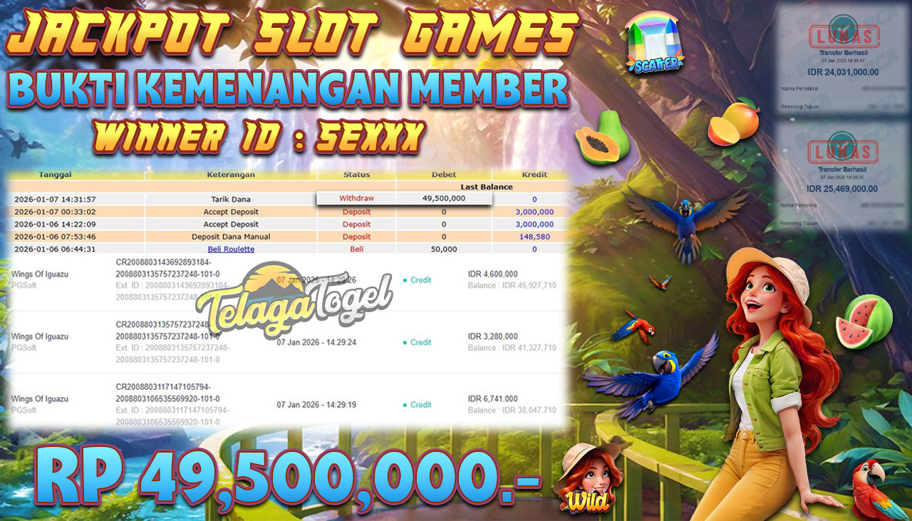 TELAGATOGEL JACKPOT SLOT WINGS OF IGUAZU Rp 49,500,000.- LUNAS  