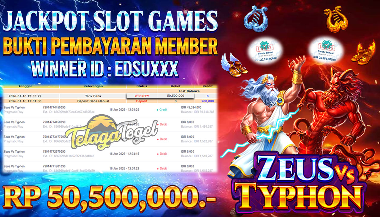 TELAGATOGEL JACKPOT SLOT ZEUS VS TYPHON Rp 50,500,000.- LUNAS  