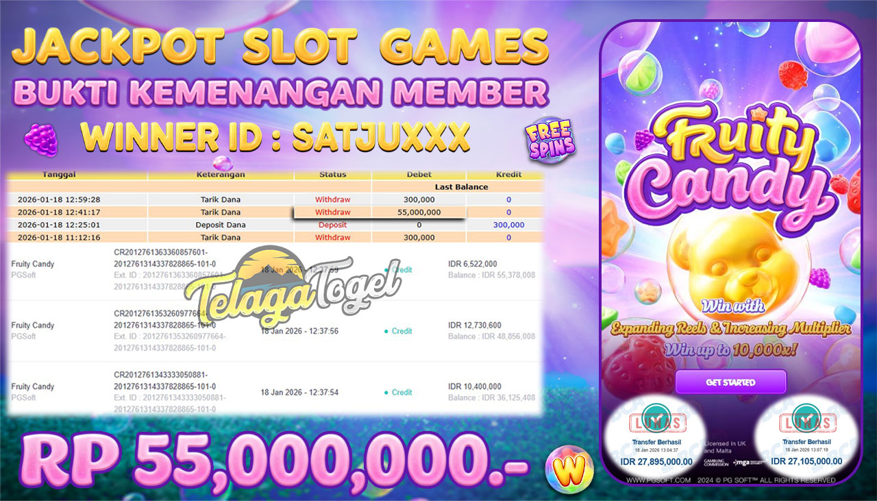 TELAGATOGEL JACKPOT SLOT FRUITY CANDY Rp 55,000,000.- LUNAS  