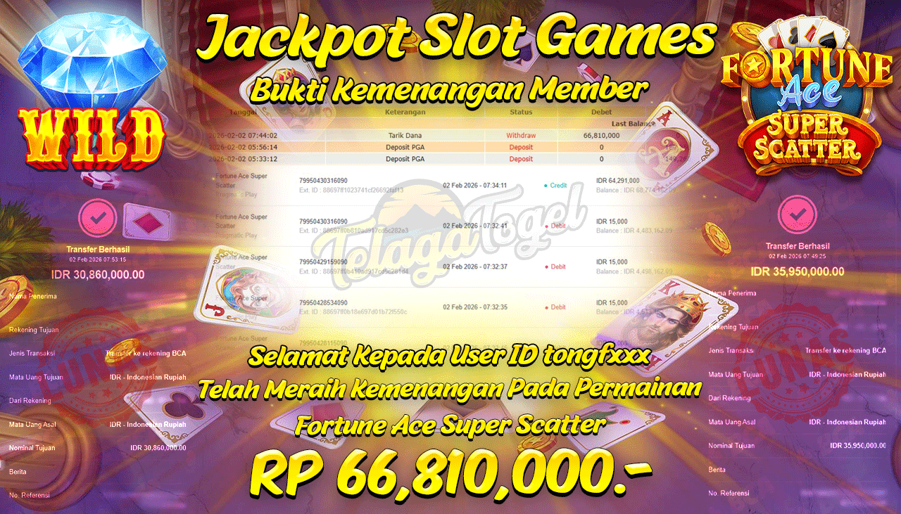 TELAGATOGEL JACKPOT SLOT FORTUNE ACE SUPER SCATTER Rp 66,810,000.- LUNAS  