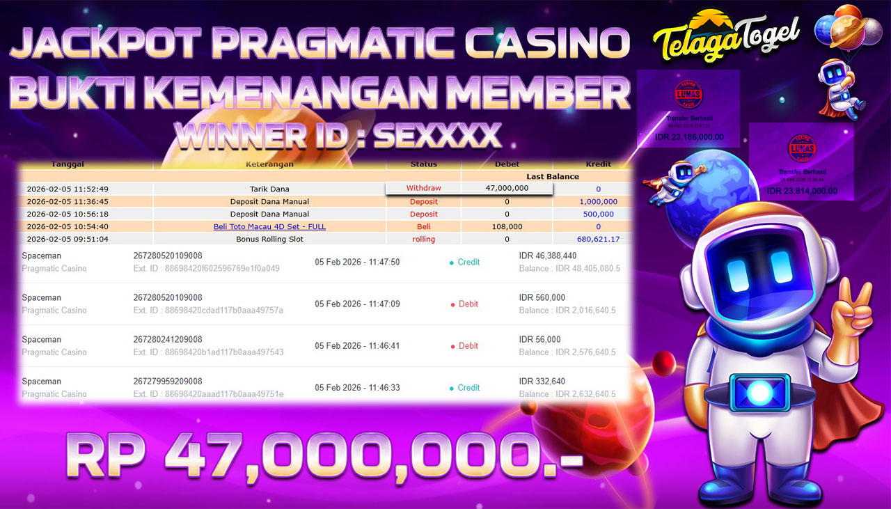 TELAGATOGEL JACKPOT PRAGMATIC CASINO SPACEMAN Rp 47,000,000.- LUNAS  