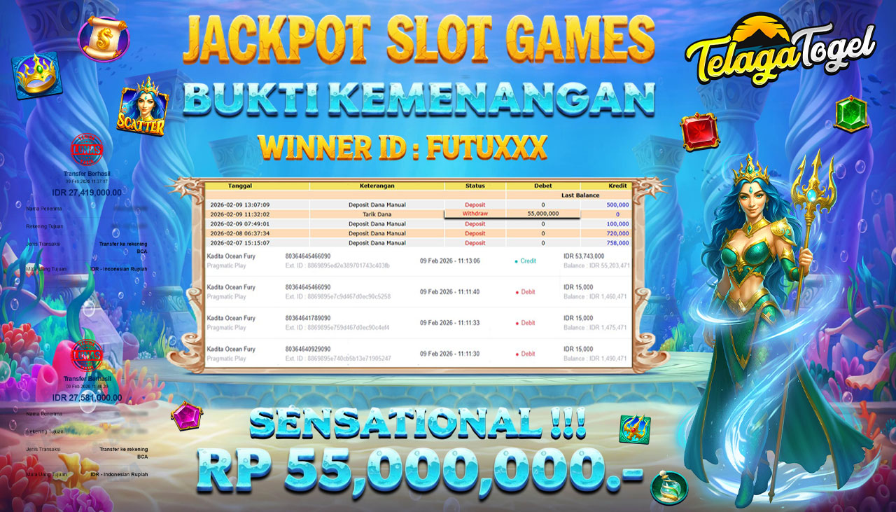 TELAGATOGEL JACKPOT SLOT KADITA OCEAN FURY Rp 55,000,000.- LUNAS  