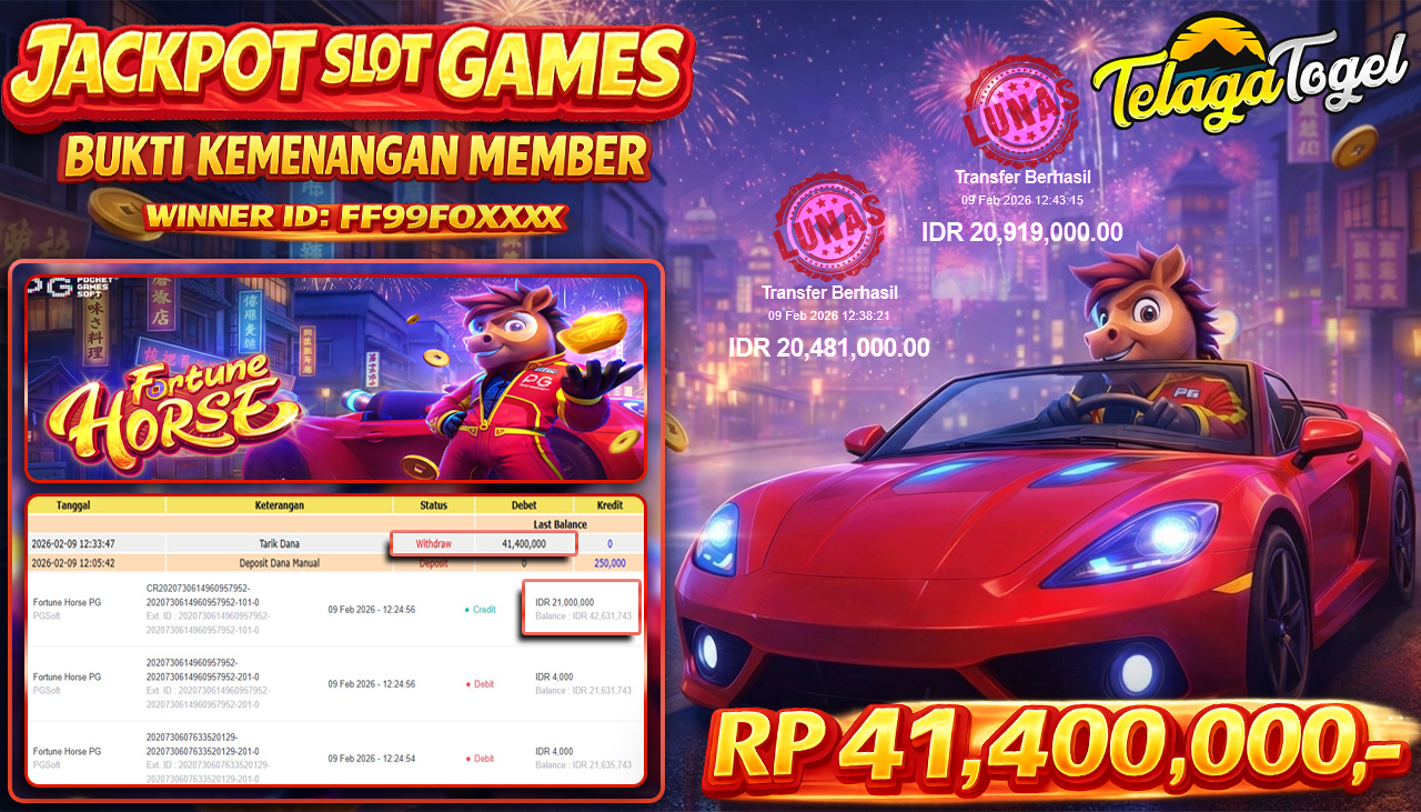 TELAGATOGEL JACKPOT SLOT FORTUNE HORSE Rp 41,400,000.- LUNAS  