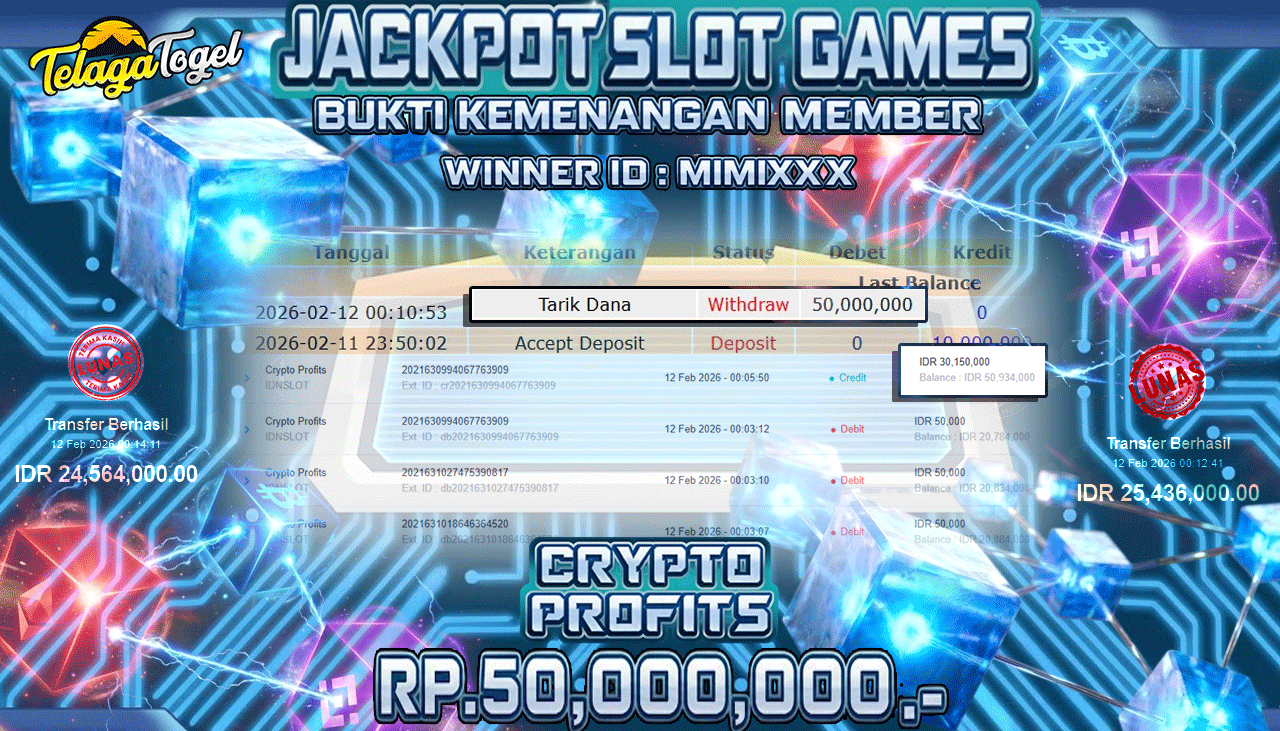 TELAGATOGEL JACKPOT SLOT CRYPTO PROFITS Rp 50,000,000.- LUNAS  